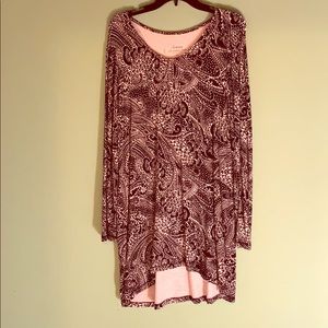 SOMA Hi Low Tunic Black/Pink Print L
